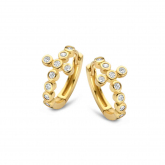 Boucles d'oreilles Argent plaqu or croix serties de Zirconium - Naiomy