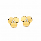 Boucles d'oreilles argent plaqu or fleur et oxydes - Naiomy
