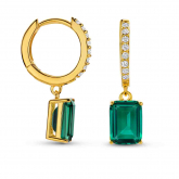 Boucles d'oreilles argent plaqué or jaune et Oxydes Vert - Naiomy - Pour compl&eacute;ter