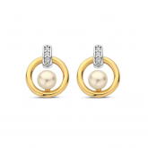 Boucles d'oreilles argent plaqu or jaune et perle- Naiomy - Pour complter