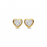 Boucles d'oreilles argent plaqu or jaune motif coeur oxydes- Naiomy - Pour complter