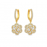 Boucles d'oreilles argent plaqu or jaune motif floral et oxydes- Naiomy - Pour complter