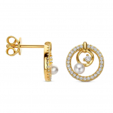 Boucles d'oreilles argent plaqué or jaune Oxydes et perle - Naiomy - Pour compl&eacute;ter