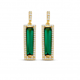 Boucles d'oreilles argent plaqu or pierre verte au centre et oxydes - Naiomy - Pour complter