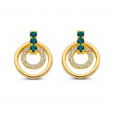 Boucles d'Oreilles argent plaqu or - pierre verte et Oxydes- Naiomy