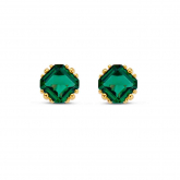 Boucles d'oreilles argent plaqu or - pierre verte - Naiomy