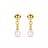 Boucles d'oreilles Argent plaques or avec perle - Naiomy
