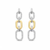 Boucles d'oreilles bicolores serties d'Oxydes - Naiomy