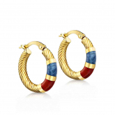 Boucles d'oreilles Cr�oles Email bleu et rouge - Autre version