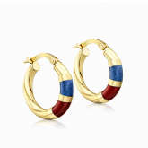 Boucles d'oreilles Cr�oles Email bleu et rouge - Autre version