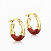 Boucles d'oreilles Cr�oles et Email rouge - Autre version
