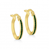 Boucles d'oreilles Cr�oles Fines avec Oxyde de Zirconium Vert - Autre version