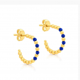 Boucles d'oreilles Cr�oles Ouvertes et spinelles bleus - Autre version