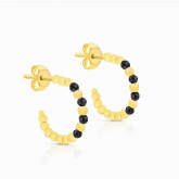 Boucles d'oreilles Cr�oles Ouvertes et Zirconiums noirs - Autre version