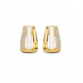 Boucles d'oreilles en argent plaqu or jaune avec mail blanc + Oxydes Naiomy