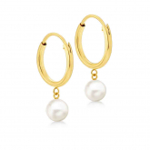 Boucles D'oreilles En Or 9 Carats Avec Zirconium Et Perle D'eau Douce - Neuf Avec étiquettes