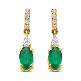 Boucles d'oreilles pendantes Emeraude et Diamants - Autre version