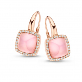 Boucles d'oreilles quartz rose sur nacre et diamants One More