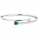 Bracelet en argent avec pierre verte en forme de poire et oxydes - Naiomy - Pour complter