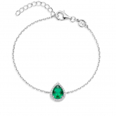 Bracelet en argent -pierre verte forme de poire et oxydes - Naiomy - Pour compl&eacute;ter
