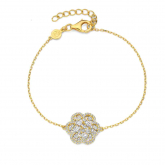 Bracelet en argent plaqu or jaune avec motif floral- Naiomy - Pour complter