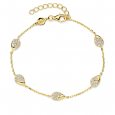Bracelet en argent plaqu or motifs avec oxydes - Naiomy - Pour complter