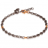 Bracelet Homme Mano J - Grain de Caf titane et or, ancre titane et diamant noir