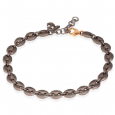Bracelet Homme Mano J -grandes mailles Grain de Caf - titane et or - ancre titane et diamant noir