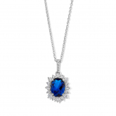 Chane et pendentif Argent avec zirconium bleu et blanc - Naiomy 