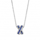 Chane et pendentif Argent avec Zirconium bleu et blanc - Naiomy