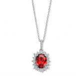 Chane et pendentif Argent avec zirconium  rouge et blanc - Naiomy