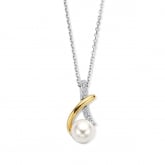  Chane et  pendentif  Argent bicolore avec perle sertie de zirconium Naiomy