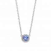 Chane et pendentif Argent pierre bleu serti de Zirconium - Naiomy