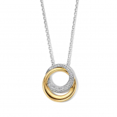 Chane et pendentif bicolore Argent serti de zirconium - Naiomy