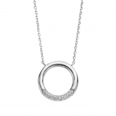 Chane et pendentif rond Argent serti de zirconium - Naiomy