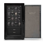 Coffre Montre et bijoux Wolf 1834 -ATLAS 16 Piece Winder Safe - Onyx Chrome - Autre version