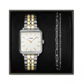 Coffret Cluse La Ttragone Steel Watch - Bicoulor & Double Chain Bracelet