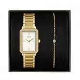 Coffret Montre Fluette Watch Steel, White Stones & Zircon Bracelet, Gold Colour  - Autre version