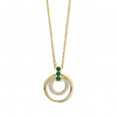 Collier Argent avec pendentif pierres vertes et zirconium - Naiomy