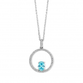 Collier Argent avec pendentif zirconium bleu et blancs - Naiomy