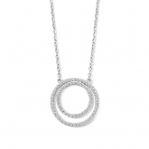Collier Argent pendentif 2 cercles serti d'oxyde de zirconium - Naiomy