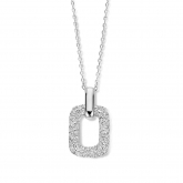 Collier Argent pendentif carr et serti d'oxyde de zirconium - Naiomy