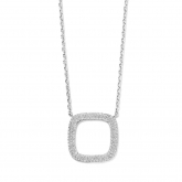 Collier Argent pendentif carr serti de zirconium - Naiomy