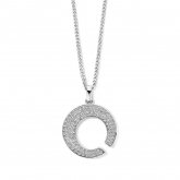 Collier Argent pendentif cercle ouvert serti de zirconium - Naiomy