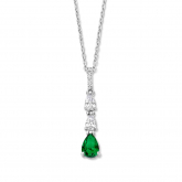 Collier argent - pendentif entourage en forme de poire avec pierre verte oxydes - Naiomy - Pour complter