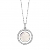 Collier Argent pendentif nacre serti d'oxyde de zirconium - Naiomy