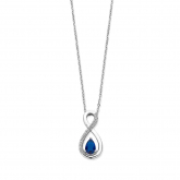 Collier Argent pendentif pierre bleue serti de zirconium - Naiomy