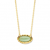 Collier Argent pendentif pierre ovale verte - Naiomy