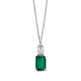 Collier Argent pendentif pierre verte  serti de zirconium - Naiomy