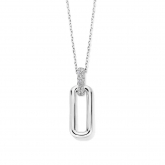 Collier Argent pendentif rectangle avec blire serti d'oxyde de zirconium - Naiomy
